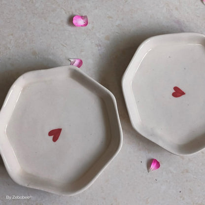 Love Heart Hand- Painted Ceramic Dessert | Snack Plate