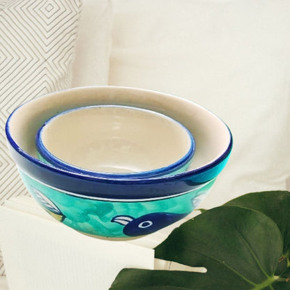 Ceramic Hand-Painted Bird Painting Bowl Set of 2