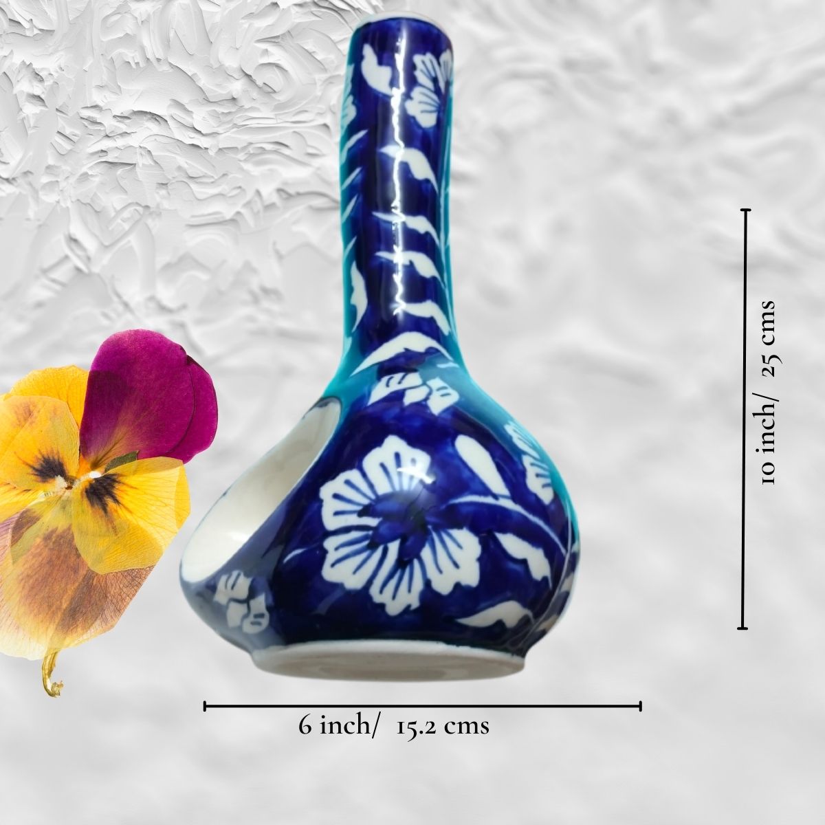 Deep Blue Hand-Painted Surahi Flower Vase