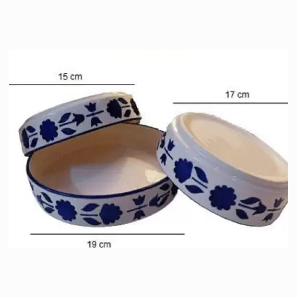 Hand Painted Ceramic Salad / Serving Bowl Set of 3 Flat Bowls 7.5| 6.5| 5.5 inch