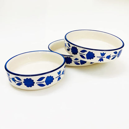 Hand Painted Ceramic Salad / Serving Bowl Set of 3 Flat Bowls 7.5| 6.5| 5.5 inch