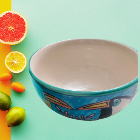 Toucan Bird Hand-Painted Serving Bowl