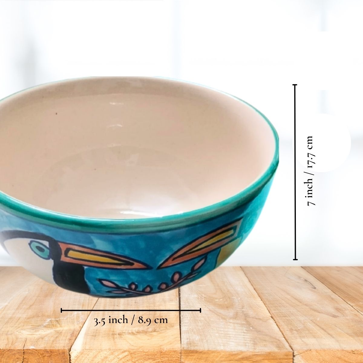 Toucan Bird Hand-Painted Serving Bowl