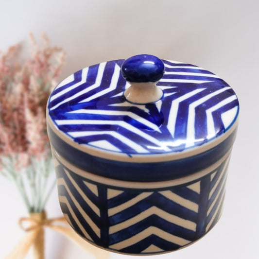 Wonder Blue Stripe Hand-Painted Jar | 500 ml