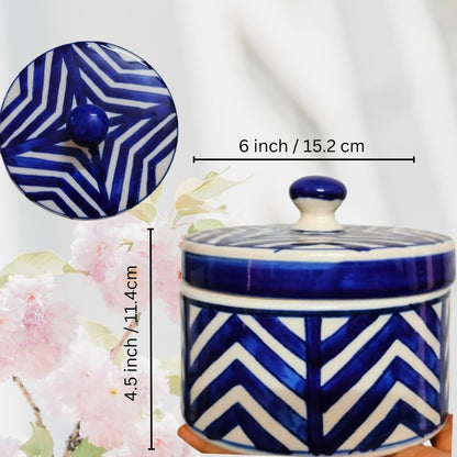 Wonder Blue Stripe Hand-Painted Jar | 500 ml